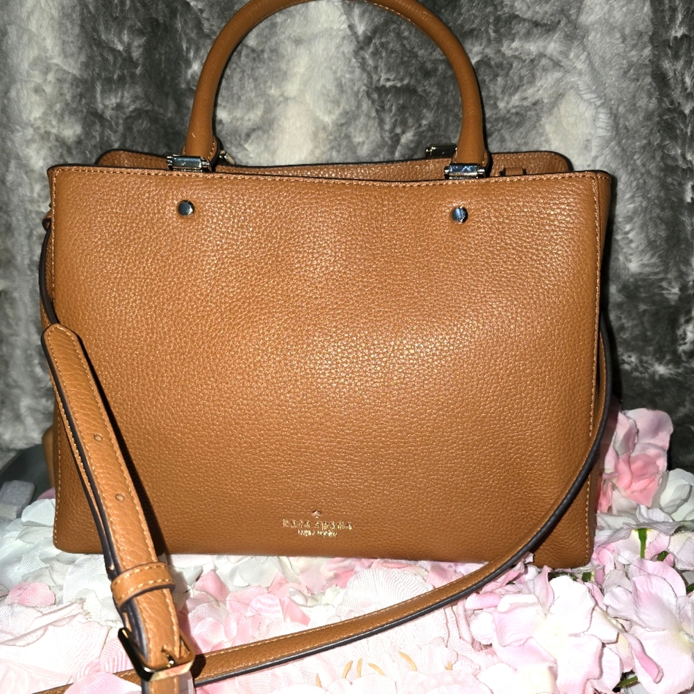 kate spade Tan Leather Satchel with Crossbody Strap